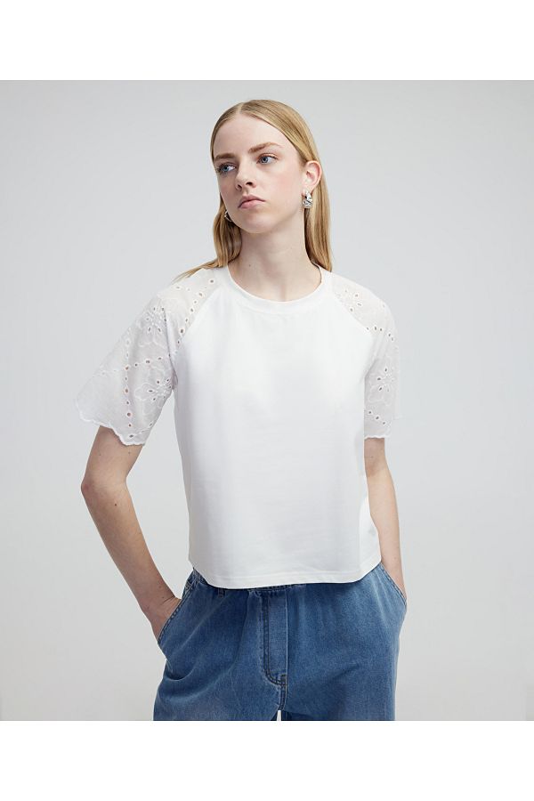 MISS IPEKYOL-Scallop Mix t Shirt 1