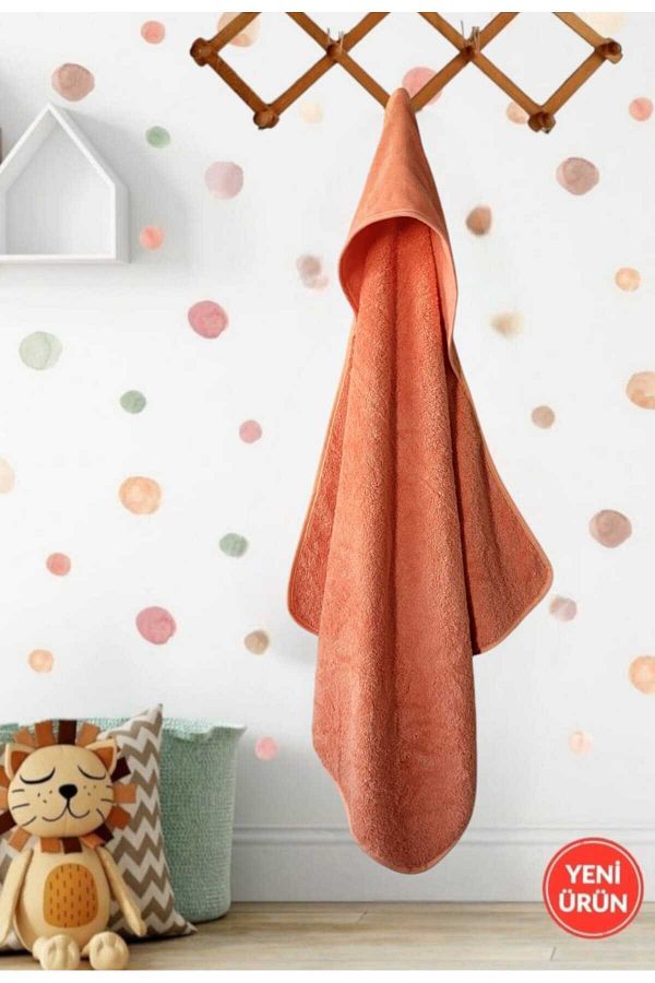 PAMUK HANIM-Outlet - 100% Cotton Girl-Boy Newborn-Baby Bath Towel Swaddle, Solid/Orange 1