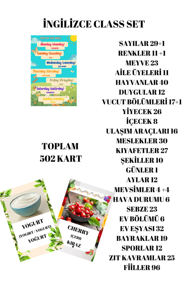 Baby İNGİLİZCE SÜPER SET 502'Lİ ÖĞRENCİ/ÖĞRETMEN/EBEVEYN - FLASH KARTLAR SETİ