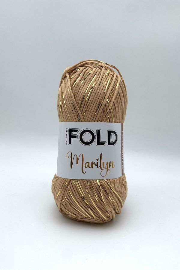 FOLD-مارلين جولد 3430 حبل حياكة لامع 100 جرام 165 متر 1