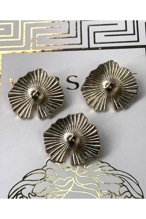 ODDA TASARIM ATÖLYESİ-Custom Design Gold Flower Pattern Large Size Design Button 3Pcs(4cm) 1