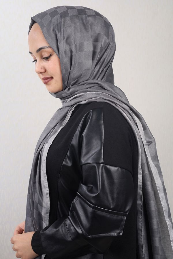 PİRAMİT-Pyramid Patterned Checkers Shawl - Pattern-01 - Color-04 1