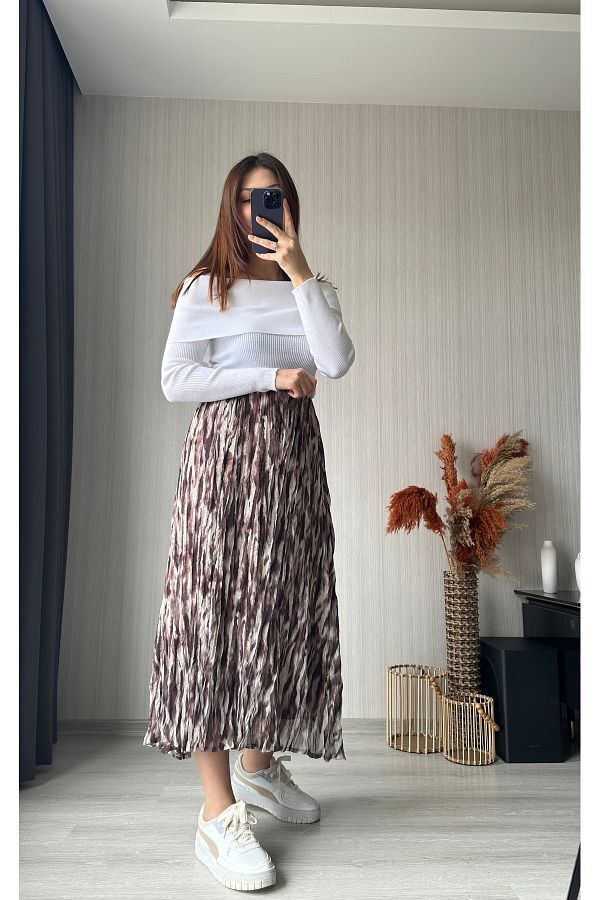 FASİON-Zebra Pattern Midi Skirt 1