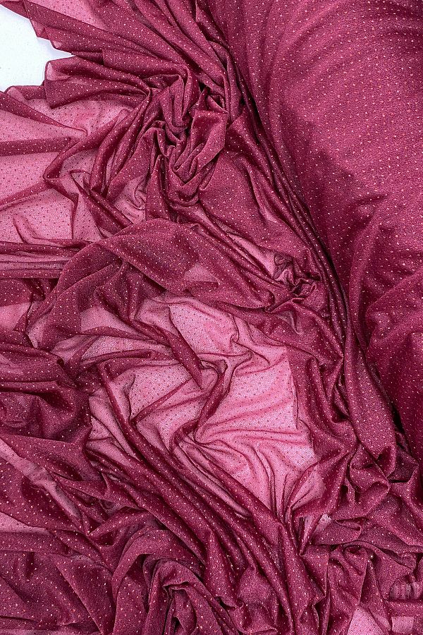 Royaleks-Burgundy Glittered Raindrop Evening Dress - Shawl Tulle 23 1