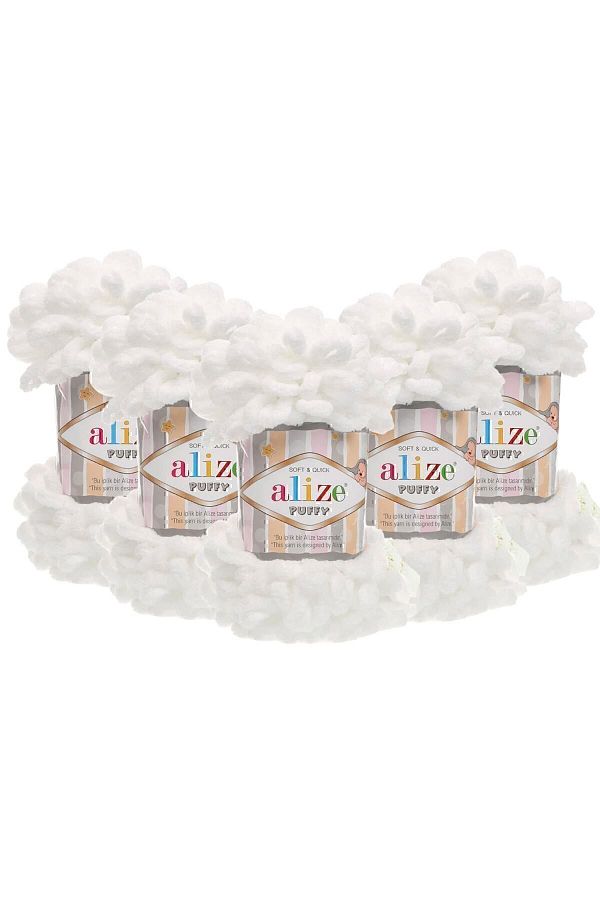 Alize-Puffy 5-опаковка - 55 бяло - 100 gr.9 Mt.Finger Braid String 1