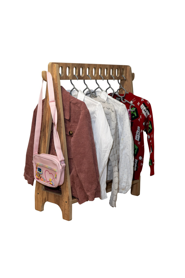 LİVİNGSTORE Industrial Living Çocuk dolabı - Elbise askılığı - Bebek odası - 11 askılık - MDF - Ceviz