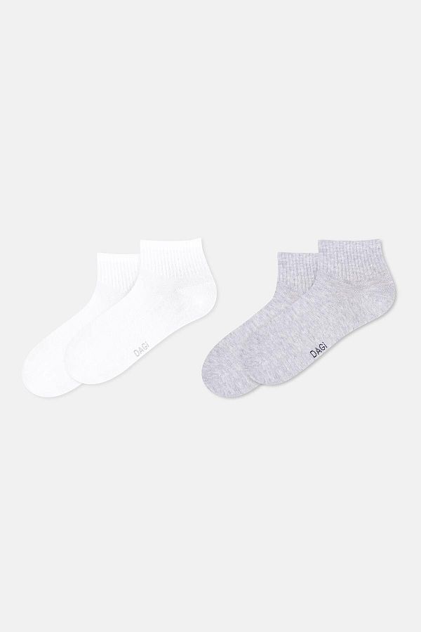 Dagi-White-Grey Melange Men's 2-Piece Sports Socks 1