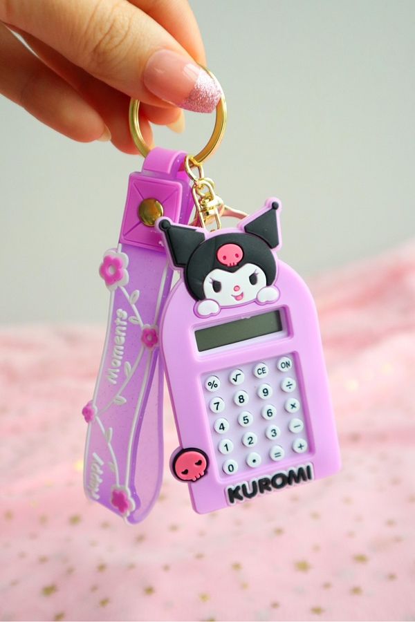 EFBUTİK-Purple Kuromi Keychain with Calculator 1