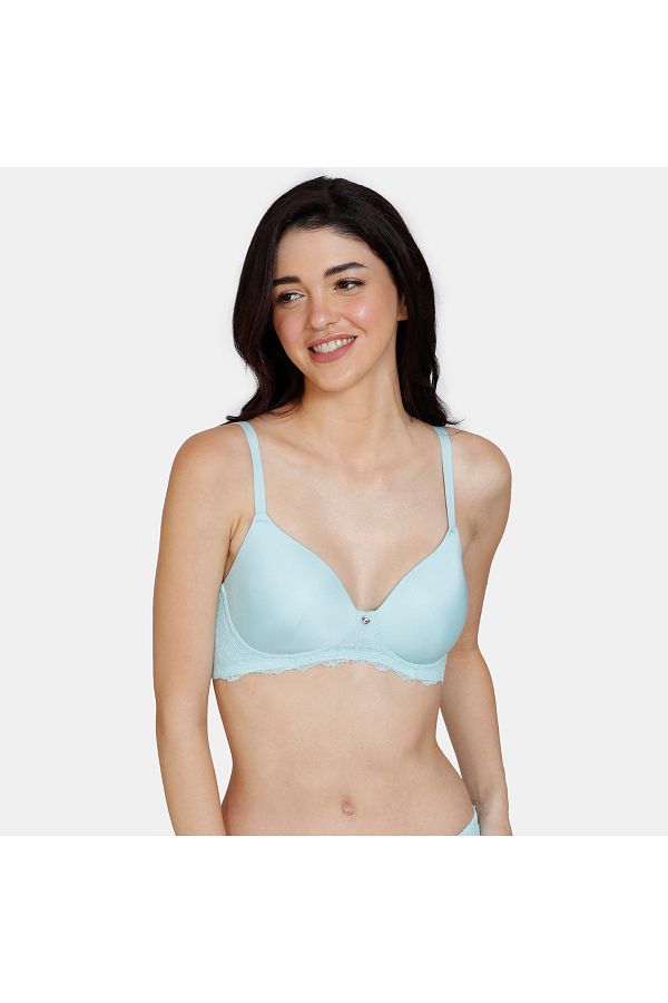 Zivame-Solid Padded Non-wired Bra With Hook And Eye Closure 1
