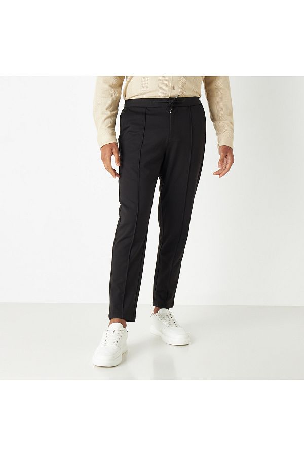 Iconic-Solid Pants With Drawstring Closure And Pockets 1