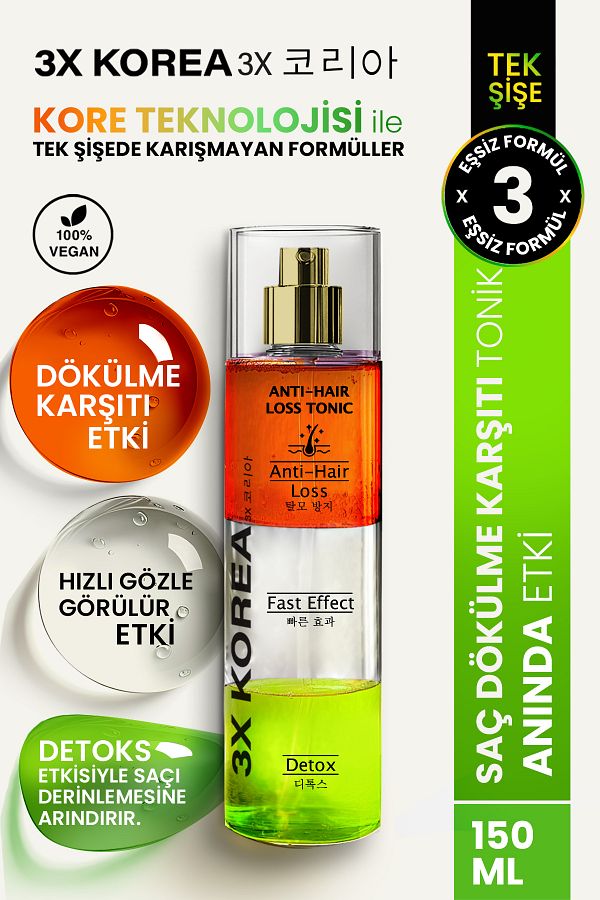 3x Korea-Hair Tonic – Anti-Hair Loss 3-Phase Leave-In Care Strengthening & Nourishing 150 ml 1