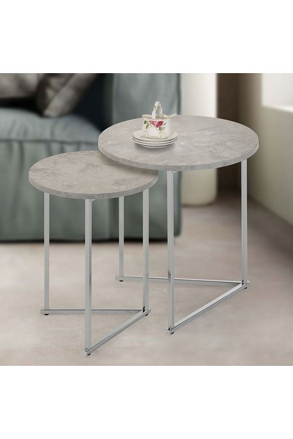 Danube Home-Mesen Nesting Table Set of 2  L45xW45xH49cm - Grey 1