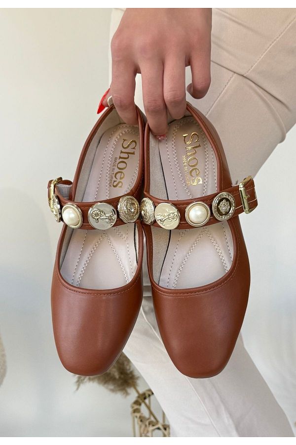 BESKAR-Koope Tan Skin Ballerina Shoes 1