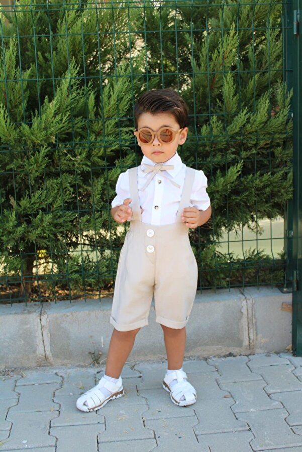 Z KİDS Krem Önden İki Düğmeli Salopet