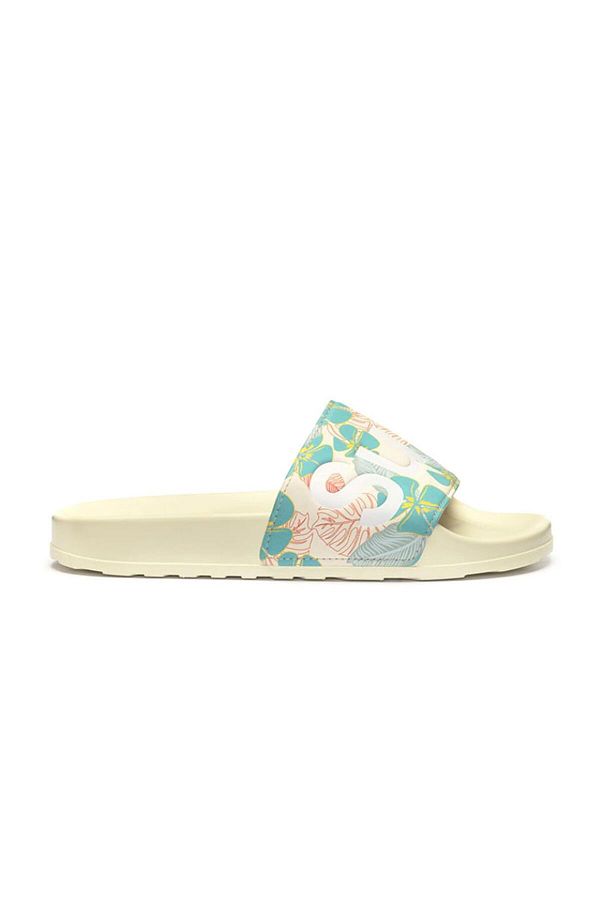 Superga-Beige Cat Slippers - 1908 Hibiscus Print with Polysoft Material and Model Number S2134Mw-A28-Sp 1
