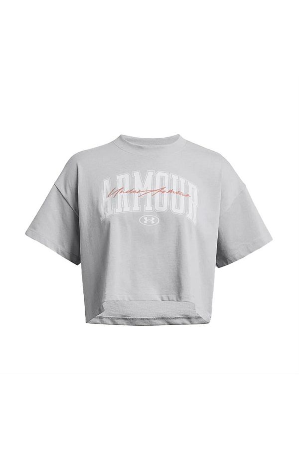 Under Armour-Μπλουζάκι με γκρι μοτίβο Ua Hw Scrıpted Wm Crop Ss 1383050 -011 Γυναικείο μπλουζάκι 1