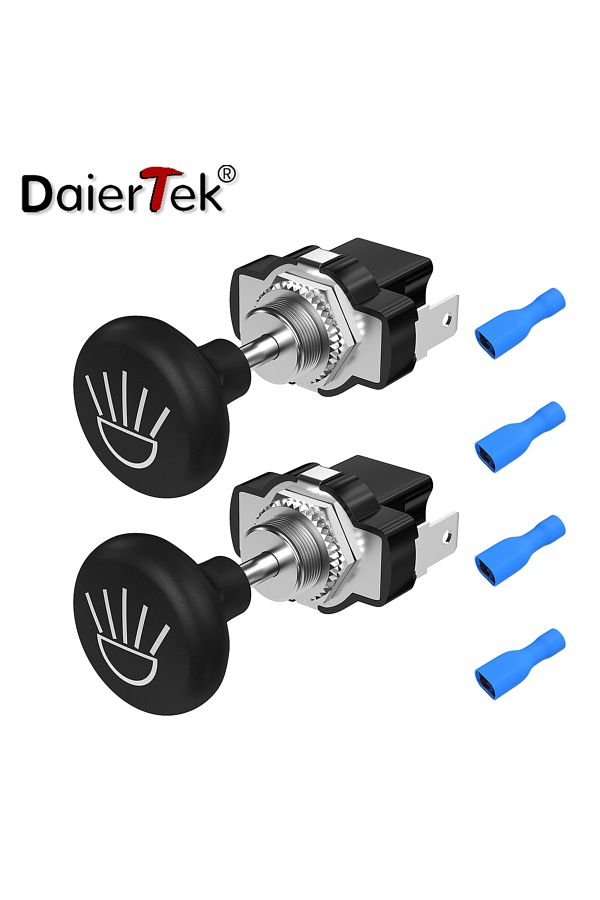 Daiertek-2pcs Golf Cart Push Pull Light Switch 12 Volt Universal Headlight Switch Button For Club... 1