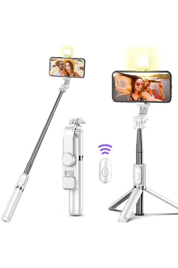 COOYA-عصا سيلفي مع حامل ثلاثي القوائم مزود بإضاءة LED، مع جهاز تحكم لاسلكي يعمل بالبلوتوث، لجميع الهواتف الذكية 1