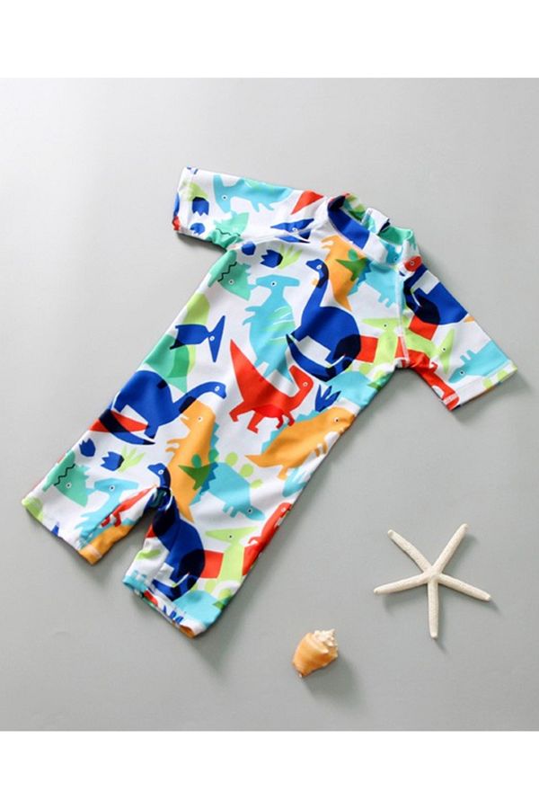 SAPS-SAPS All Over Dinosaurs Printed Quick Drying Legged Swimsuit - Multi Color 1