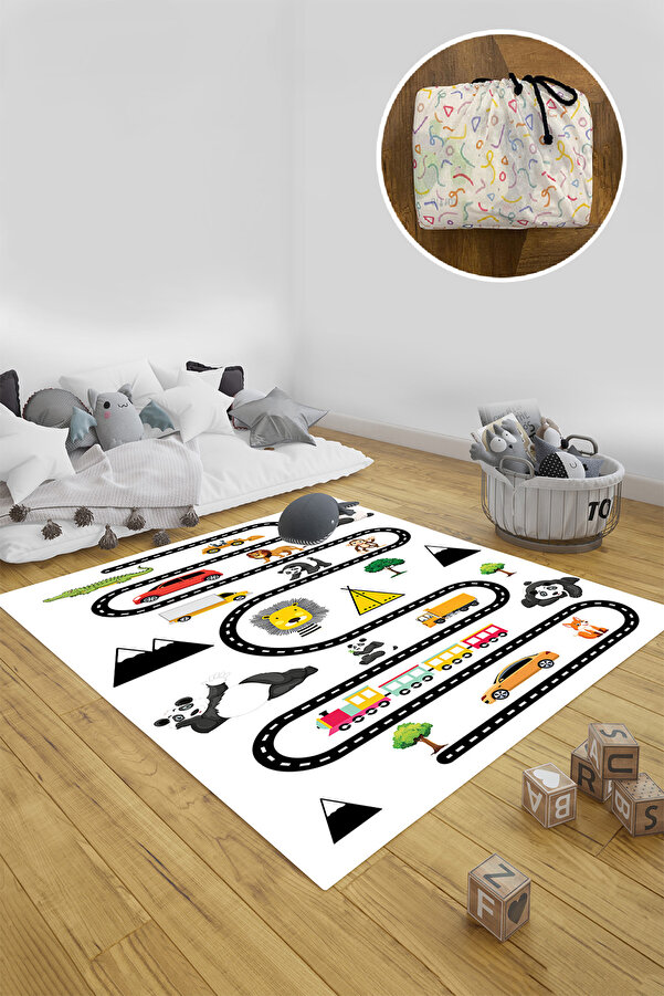 aymira home Katlanabilir Kılıf Hediye Oyun Matı Halı Türkçe İngilizce Kelime Öğrenme Çocuk Bebek Odası