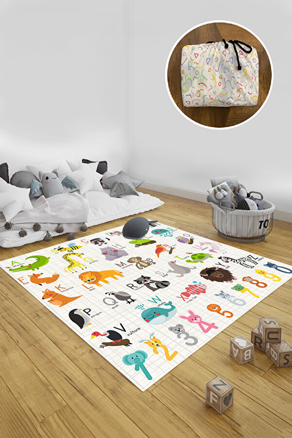 aymira home Katlanabilir Oyun Matı Halısı Türkçe Ingilizce Kelime Öğrenme Premium Çocuk Bebek Odası