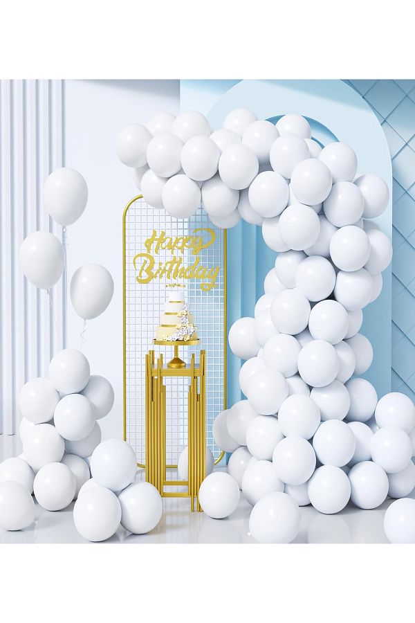 VIP Balon-50 White Pastel Balloons – Helium Compatible and Durable 1