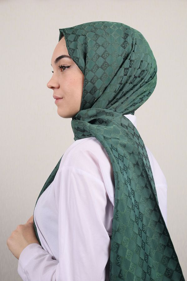PİRAMİT-Pyramid Self Patterned Monogram Shawl - Pattern-01 - Color-11 1