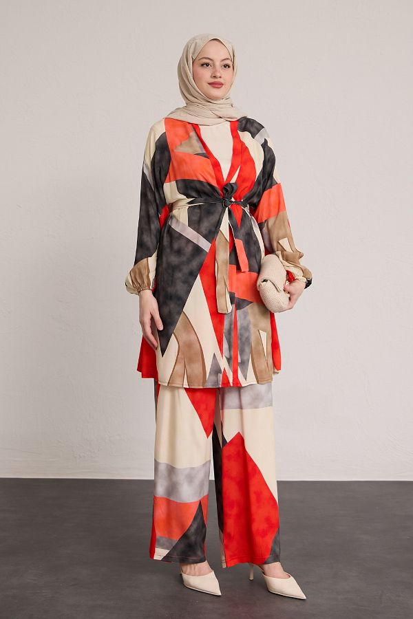 InStyle-Soft Pattern Viscose Double Red Set 1