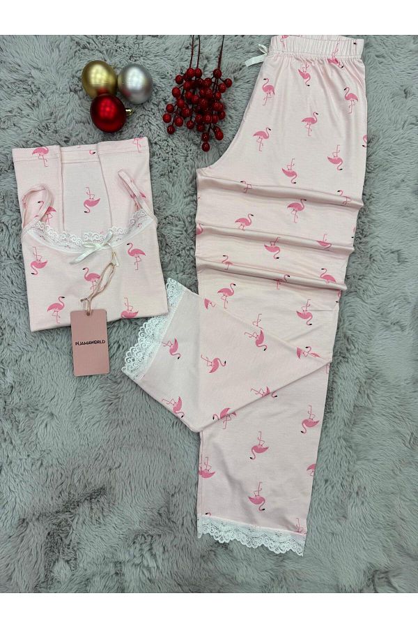 pijamaworld-Six Long Viscose Soft Fabric Pajama Set with Rope Straps 1