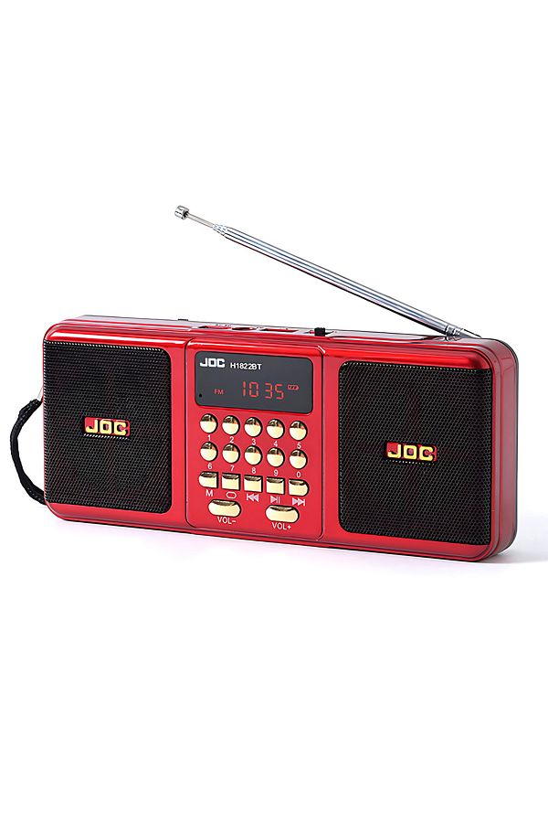 Choice-Red Portable Stereo FM Radio Wireless Speaker Rechargeable Battery Support TF Card USB Bluetooth-com 1