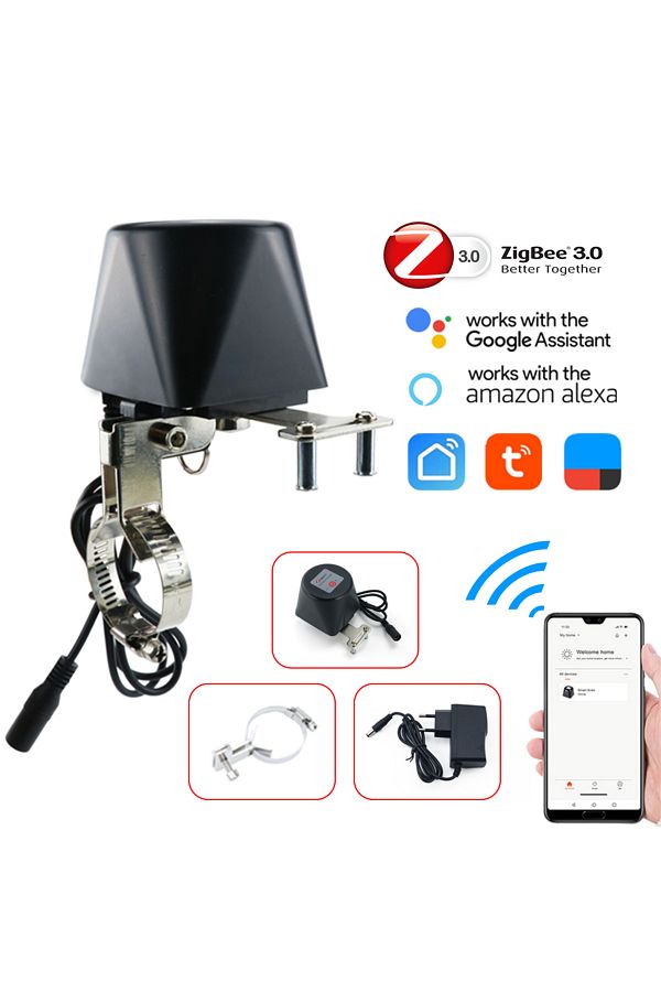 HOENYZY-Wifi Valve Black Tuya Zigbee Smart Gas Valve Wifi Garden Water Shut Off Timer Irrigation Controller 1
