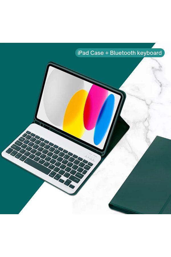 Choice-English keyboard Dark green For iPad 10th Generation 2022 10.9 Inch Case with Keyboard,Detachable Wi 1