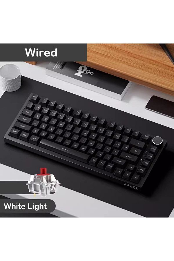 Ajazz-AK820 Black AJAZZ AK820/AK820Pro Mechanical Keyboard TFT Screen Multifunctional Knob Gaming Keyboard 1