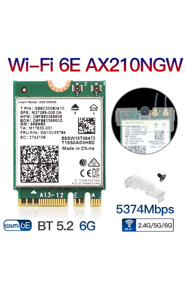 DERAPID-Ax210 10dbi Antenna Wi-fi 6e Ax210 Wireless Card 5374mbps Bt5.3 Desktop Kit Antenna 802.11ax Tri-ba 1