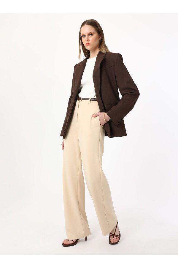 Refka-Soft Texturepocket Basic Trousers - Stone Color - Refka 1