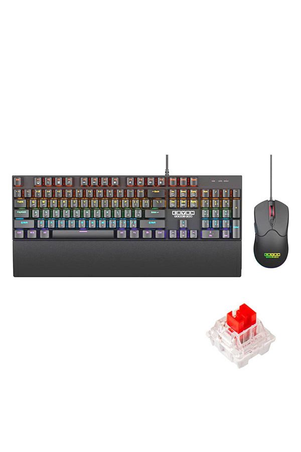 kayan Global-Kian KN-X10 Mechanical Switch Keyboard Red Combo with Keyboard Rest and Black Gaming Mouse 1