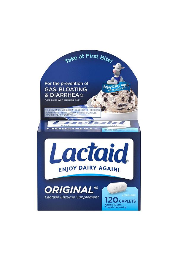 Lactaid-Lactose Intolerance Relief Caplets with Lactase Enzyme, Prevents Gas & Bloating, 120 ct 1