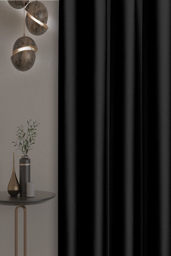 De'Vor-High Quality 100% Light Proof Blackout Black Background Curtain, Thermal Blackout Sunshade Curtain 1
