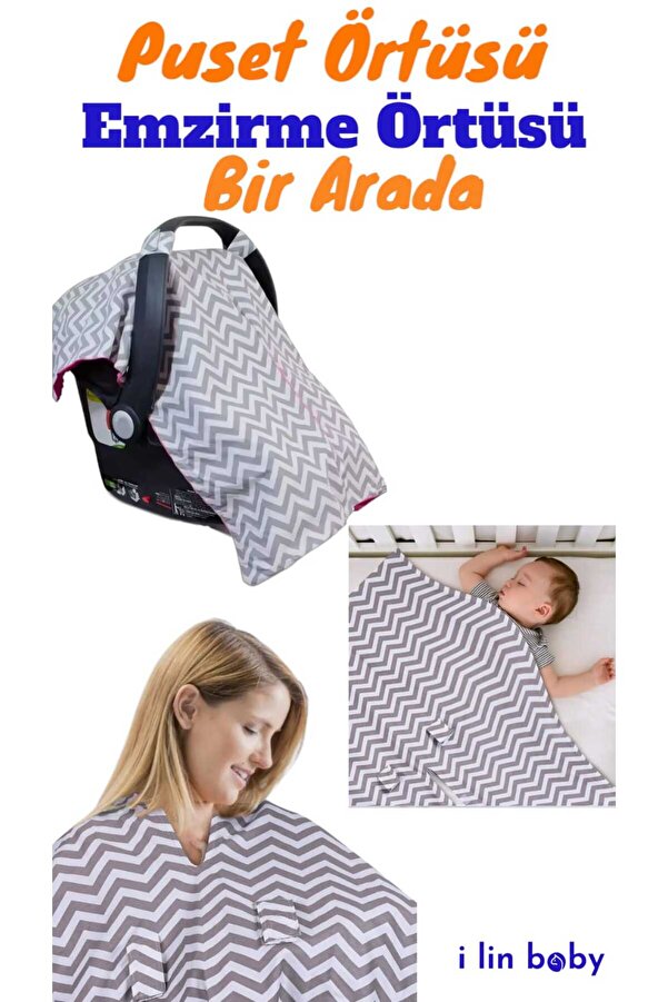 i lin baby Bebek Puset Örtüsü Ve Emzirme Örtüsü – Çok Fonksiyonlu ve Konforlu Kullanım, Pamuk kumaş