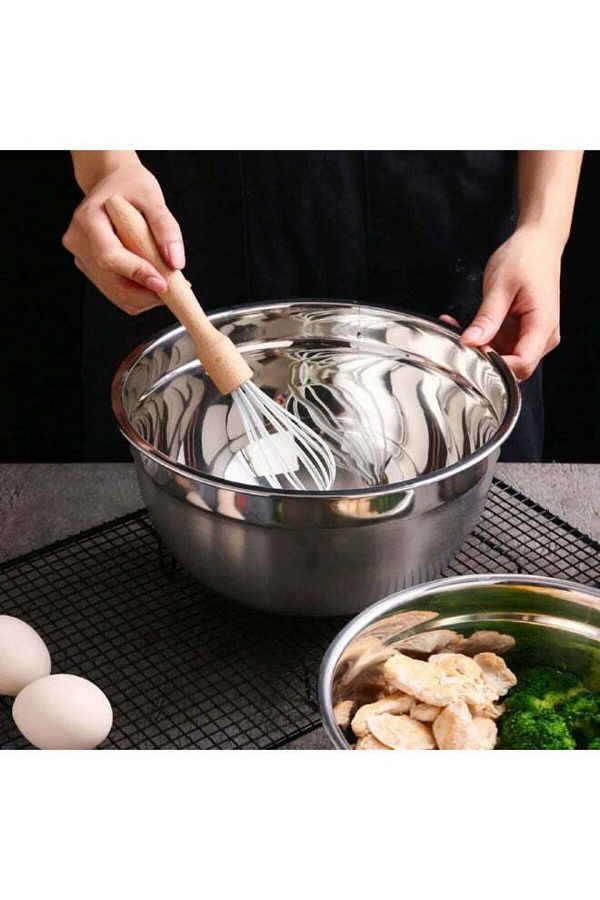 ALMUFARREJ-Stainless Steel Mixing Bowl Round Silver 24cm 1