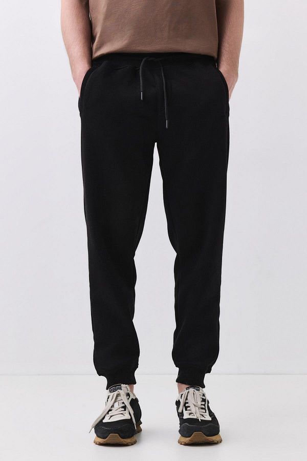Trendiz-Pantaloni de trening de bază pentru bărbați cu picioare elastice, negri 2041 1