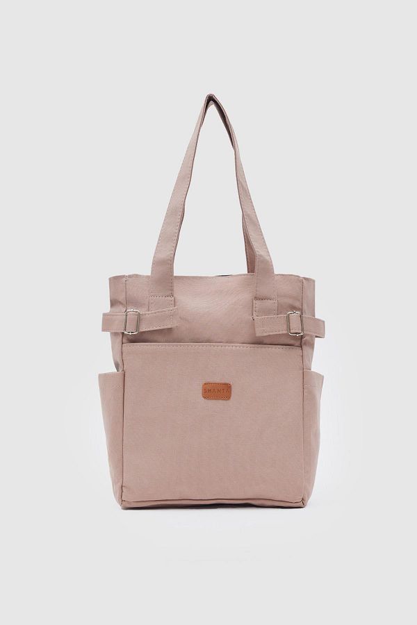 Shanta-Mink D15 Zipper Closure 2 Side and Front Pockets Belt Detailed Canvas Women's Shoulder Bag 1