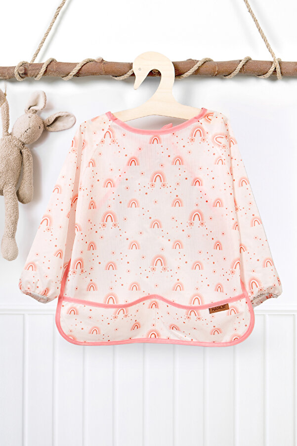 HAMUR Proof Uzun Kollu 2-4 Yaş Sıvı Geçirmez Etkinlik Mama Aktivite Anaokul Kreş Bebek Çocuk Önlüğü Cream