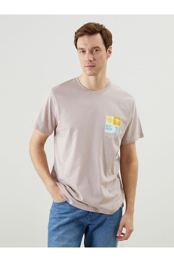 LC Waikiki-New Season Crew Neck Κοντό μανίκι εμπριμέ χτενισμένο βαμβακερό ανδρικό Tisort - S5K389Z8 1