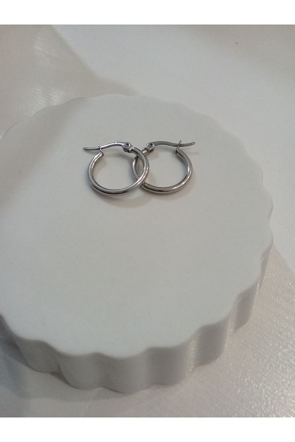 stainles steel-Silver Hoop Earrings 2 cm 1