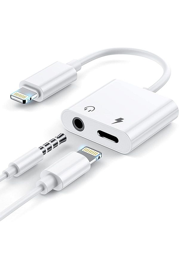 COOYA-Headphone Adapter for iPhone,2 in 1 Lightning to 3.5mm Audio Dongle Accessory,for All iOS System 1