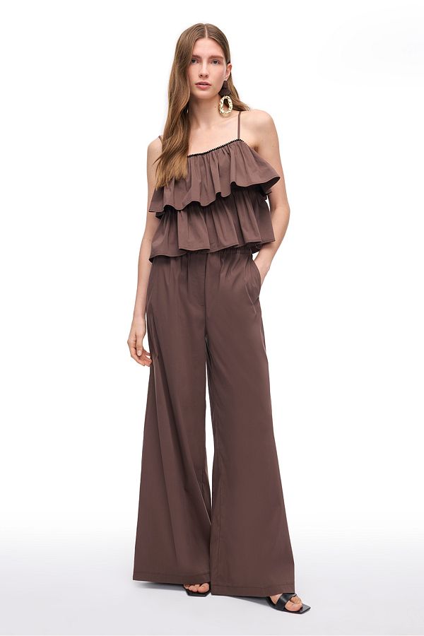 Perspective-Brown Furs Comfortable Fit High Waist Trousers 1