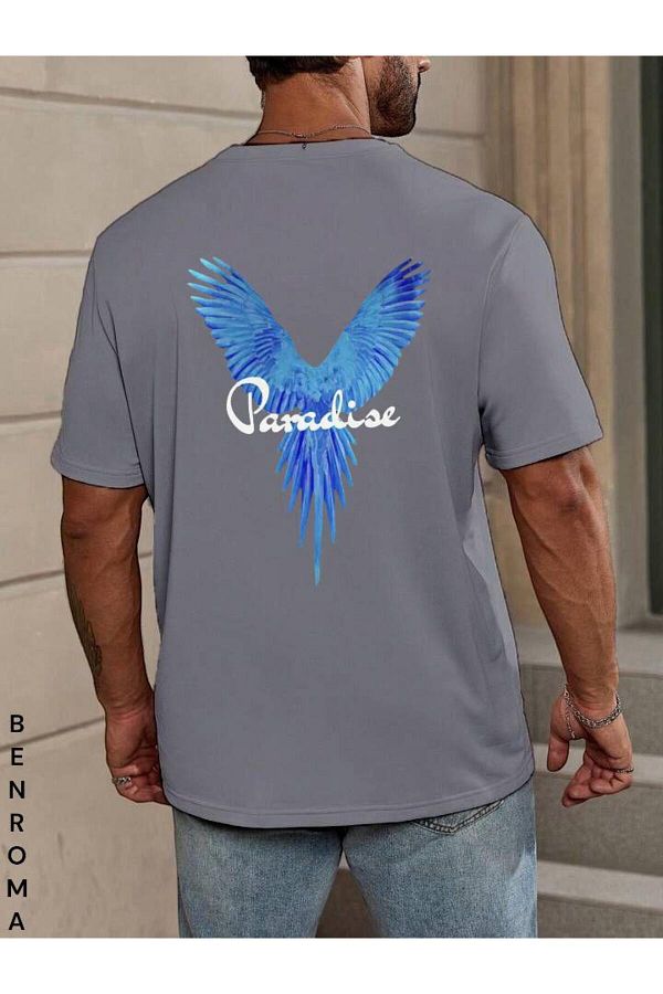 BENROMA-Tricou oversize unisex cu imprimeu în spate 1