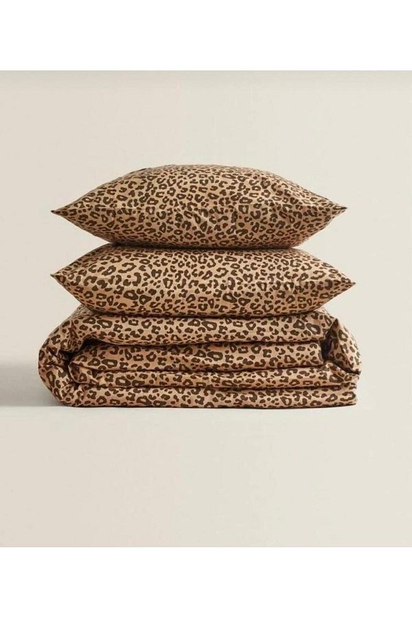 Belsina Home-Siberian Leopard Pattern Oversized Fitted Sheet Set + 2 Covered Pillow Cases 1
