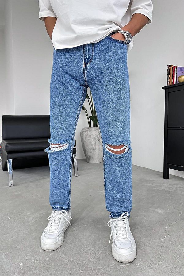 HAFKAGİYİM-Dark Blue Array Ripped Rj1 Dif Regular Pants 1
